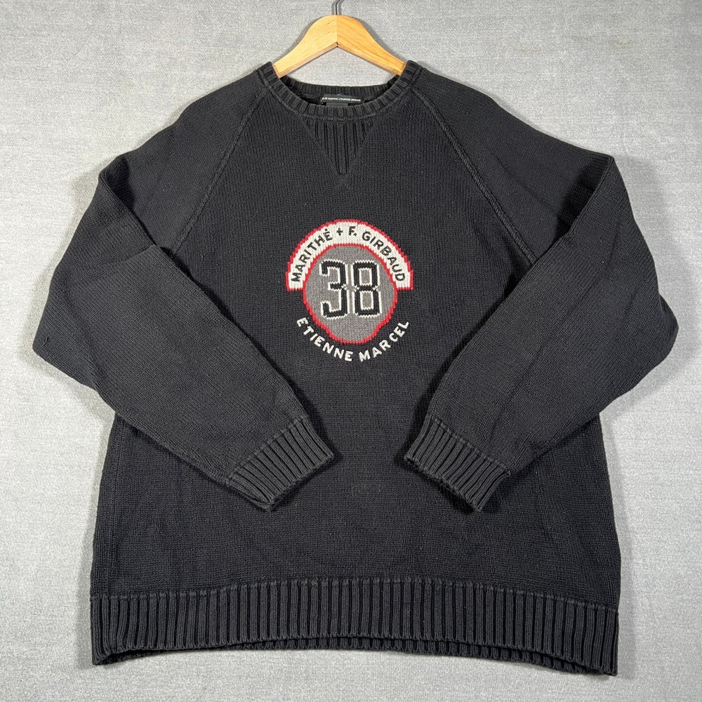 Marithe Francois Girbaud Etienne Marcel Raglan Sweater Mens L Black Cotton